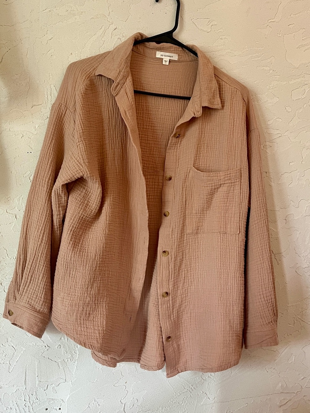 100% Cotton Muslin Button Down Long Sleeve Natural Fiber Shirt